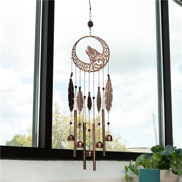 Wolf Dream Catchers Windchimes - Unique Wind Decorations with Deep Tone - Picture 5 of 6